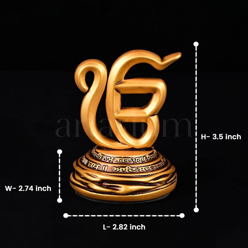 Ek Onkar Idol for Car Dashboard and Home Decor, Sikh Religious Symbol Showpiece for Office Table, Mandir, Meditation Room