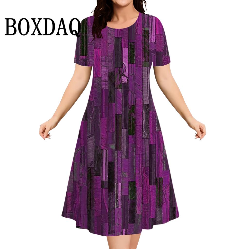 Women Fashion Short Sleeve Dresses Female Vintage Summer Casual Clothing