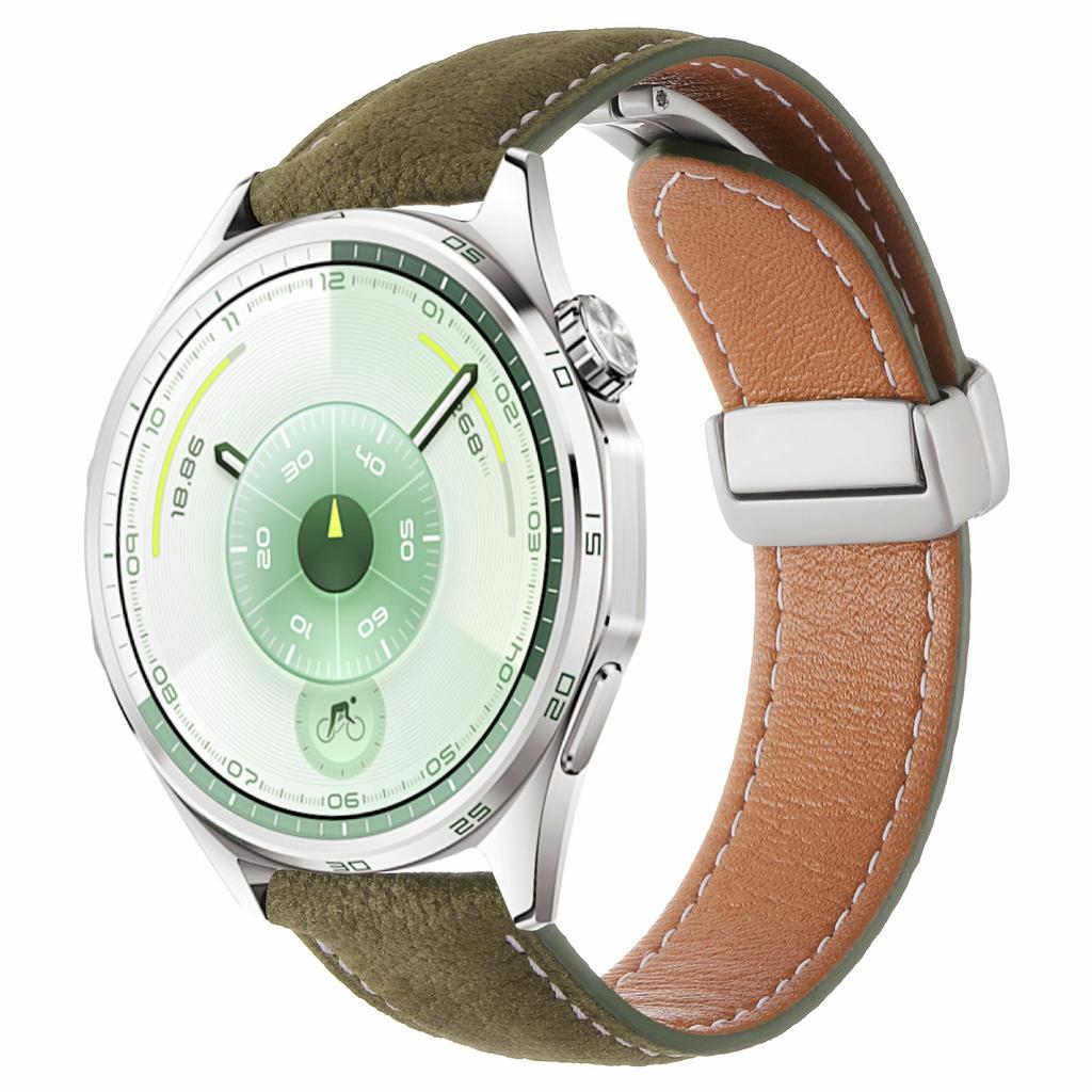 22-мм магнітна застібка Ремінець для годинника Huawei Watch GT 6/5/5 Pro/4 46 мм Масляниста воскова текстура лічі Натуральна шкіра