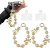 Sparkling Acrylic Beaded Bow Phone Wrist Strap Lanyard Keychain Wristlet Chain Short Women Droplet Crystals Handbag Use