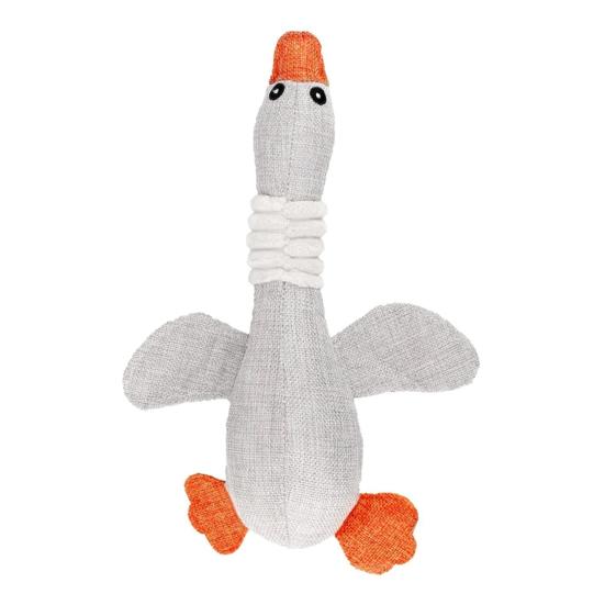 Linen Bird Dog Toy Wild Goose Squeaky Dog Chew Toy Interactive Stuffed Puppy Teething Toy for Dogs Cats Teeth Cleaning Hunting Instinct