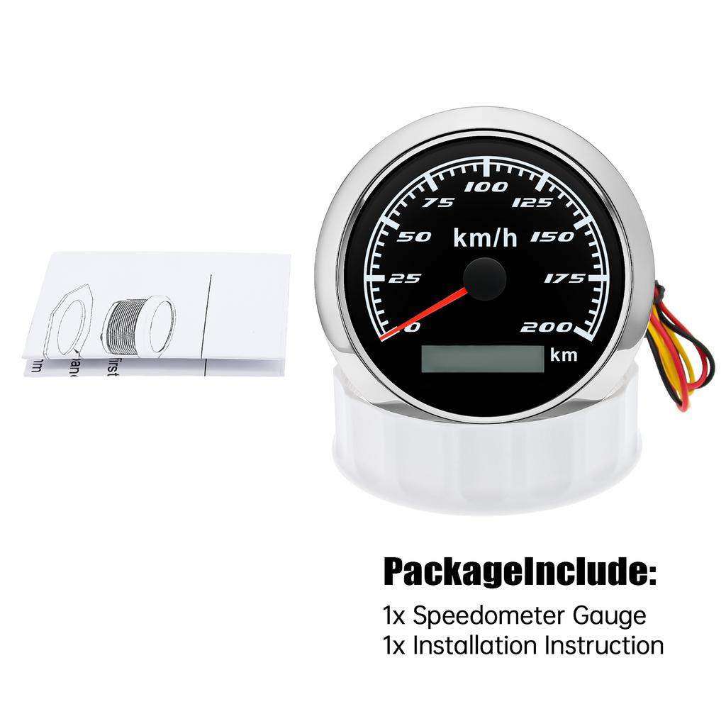 Custom Universal 85mm GPS Speedometer Digital Gauge 30 60 120 200 KMH Odometer For Marine Boat Car ATV With GPS Antenna Red LED