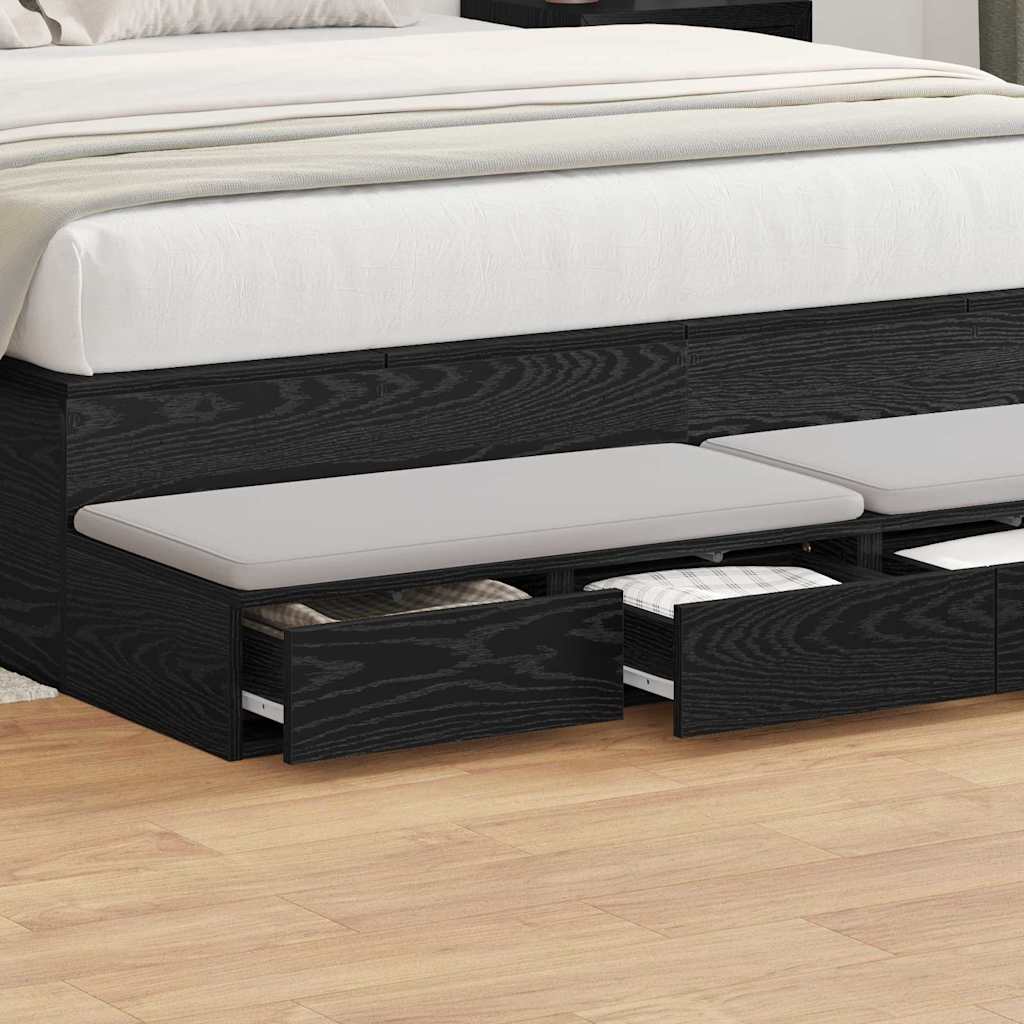 Bed Drawers Black Oak Look 140 x 36.5 x 16.5 cm