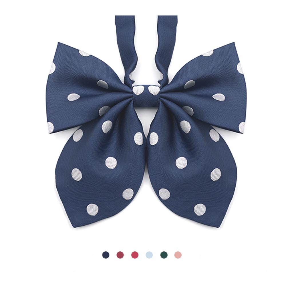 

Jk Style Student Shirt Accessory With Dot Pattern And Rabbit Ear Bow Tie For Girls Deep Blue