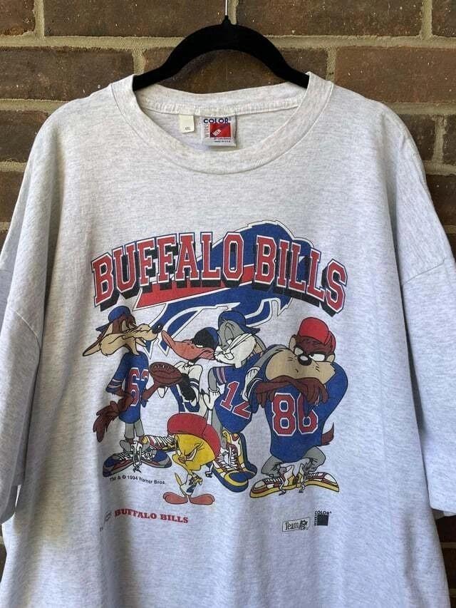 Buffalo Bills NFL 90s Looney Tunes Basic Ash Color Unisex T shirt Vtg KH14713 S