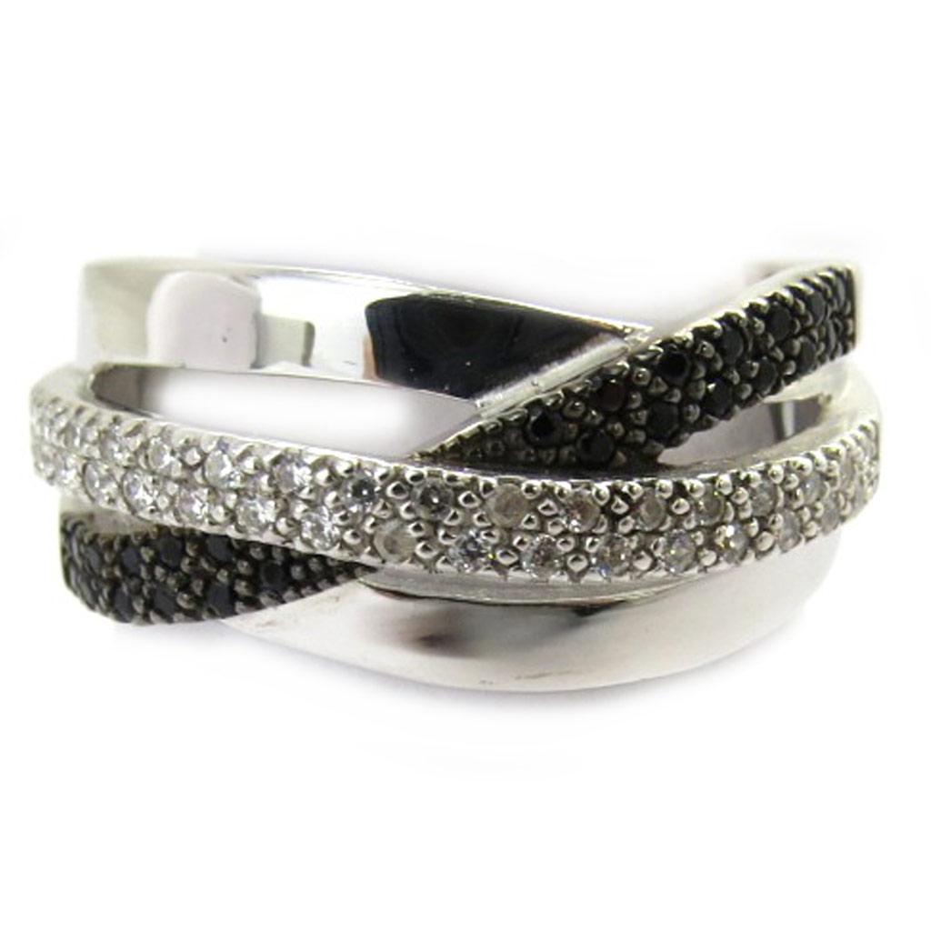 Silberring 'Sissi' schwarz weiß