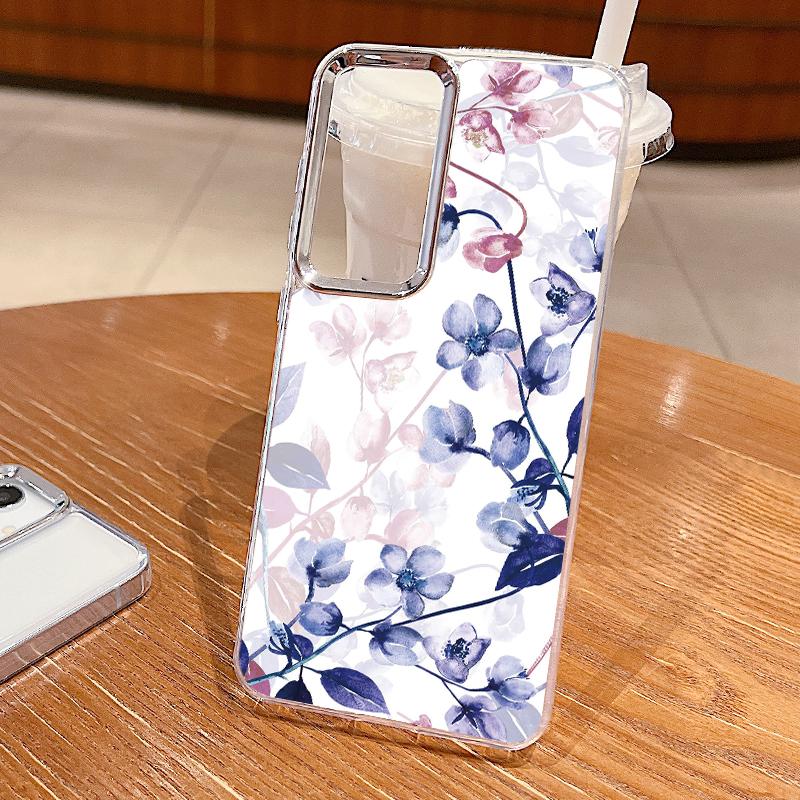 Romantic Rose Flower Pattern Case For Samsung S26 S25 Ultra S24 FE S23 Plus S22 S21 A15 A16 A17 A35 A36 A37 A54 A55 A56 A57 5G Plating Lens Soft Cover