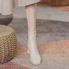 White high-heeled Martin boots women's winter retro British style square head thick heel thin short boots