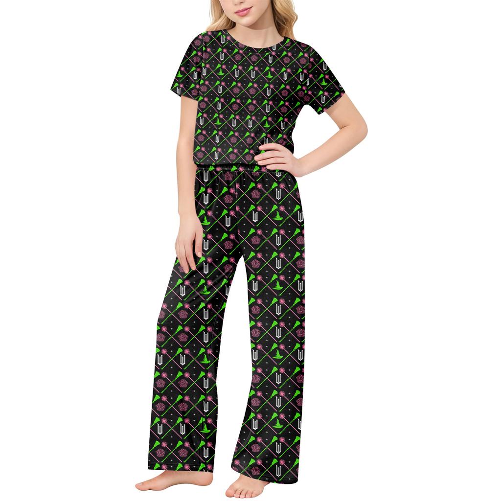 Children's Short-Sleeve Printed Two-Piece Pajama Set With T-Shirt And Pants