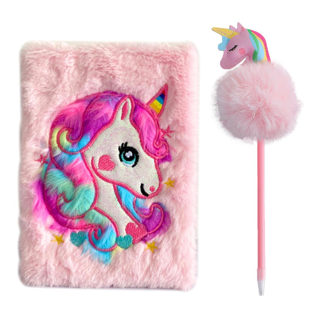 akindou Unicorn Notebook A5 Size 160 Pages Fluffy Unicorn Pen Included 1 Colorful Pastel Color Diary Notebook