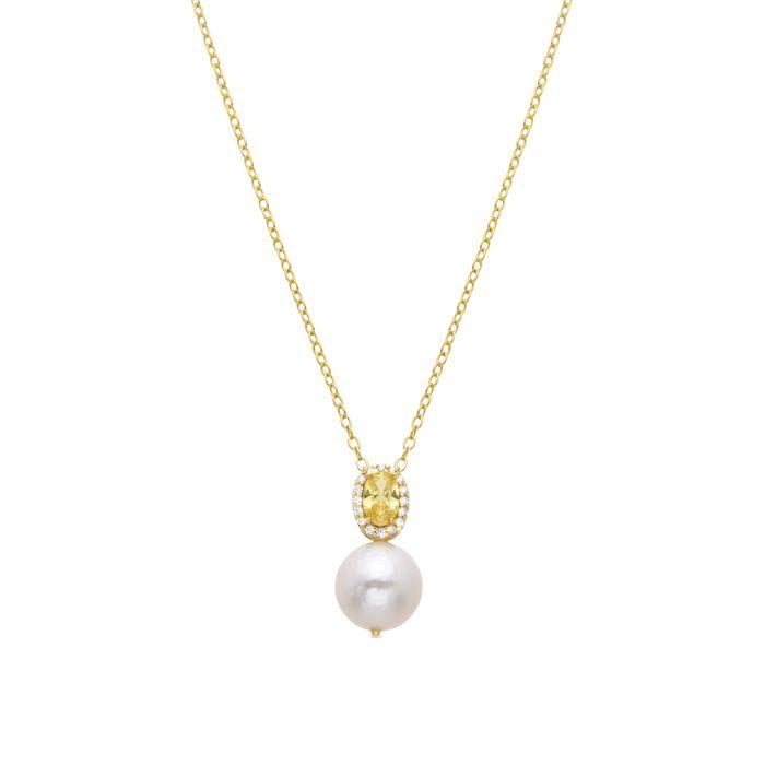 Collier - Luxenter - Ihri - Argent 925 - Or Jaune 18k - Padparadscha