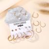 8pcs Set Cute Charm C-shape Pearl Stud Earrings for Women Luxury Gold Color Zircon Korea Earring Wedding Bride Zircon Set Gift