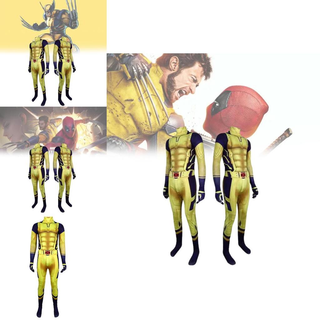 Wolverine Superhero Cosplay Bodysuit For Kids With Spandex Fabric Halloween Costume