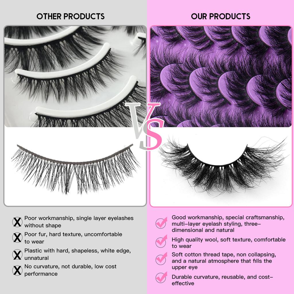 New20Mixed set of false eyelashes, natural one-piece, curled, thick, messy, and voluminous, European and American style