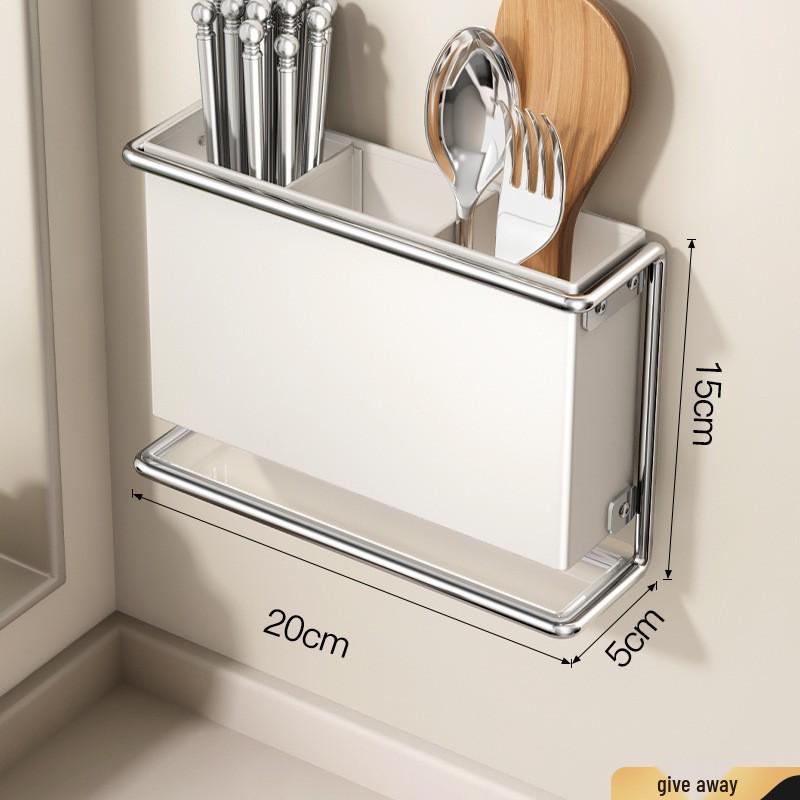 Wall-Mounted Multifunctional Kitchen Knife and Chopstick Holder Storage Rack