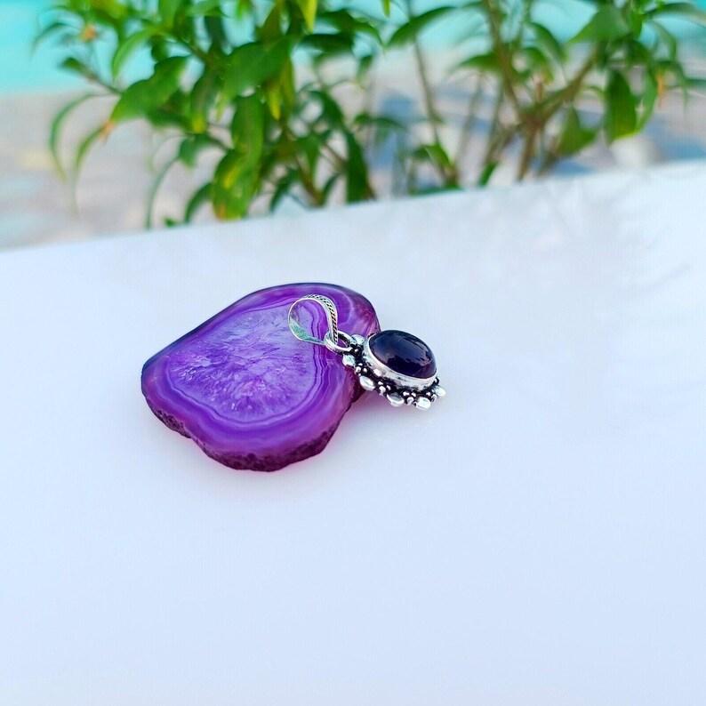 Náhrdelník s přívěskem ametyst Šperky z přírodního kamene Ručně vyráběné stříbro 925 Sterling Silver Birthstone Gemstone