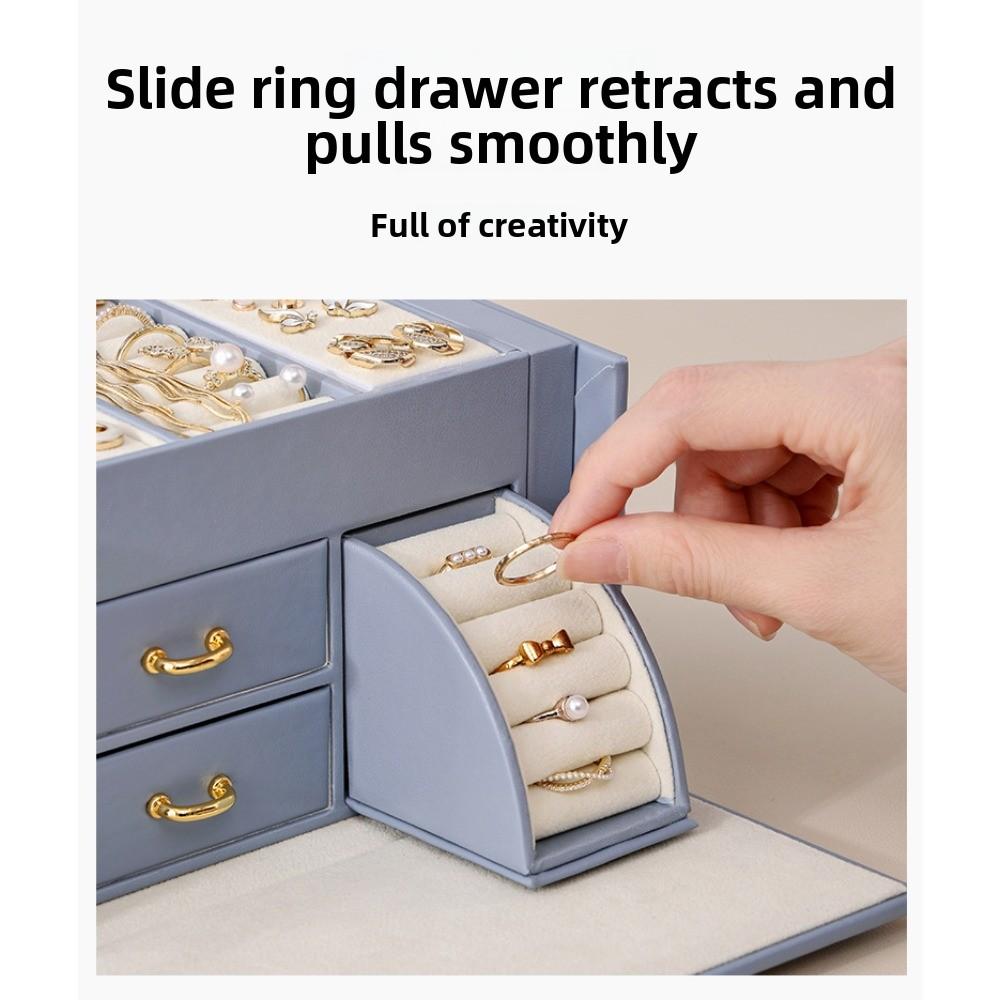 Schmuckaufbewahrung Dreischichtige Schubladen-Schmuckschatulle Multifunktionale Halsketten-Aufbewahrungsbox Neue Artikel