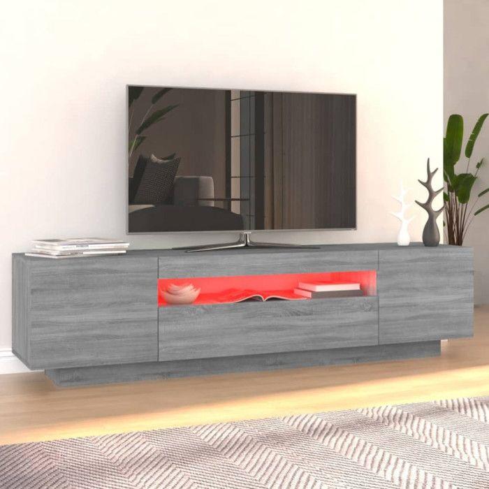 VidaXL Meuble TV avec lumières LED Sonoma gris 160x35x40 cm, meuble TV avec lumière LED, support tv, armoire média, meuble 815727