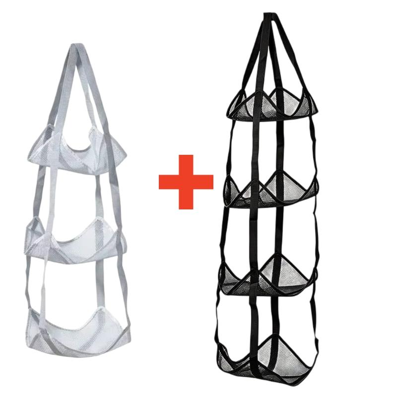 3/4 Tier Mesh Hanging Ball Storage Bag Wall Mount Sports Organizer for Basketball Football Volleyball Doll Toys Playroom Garage