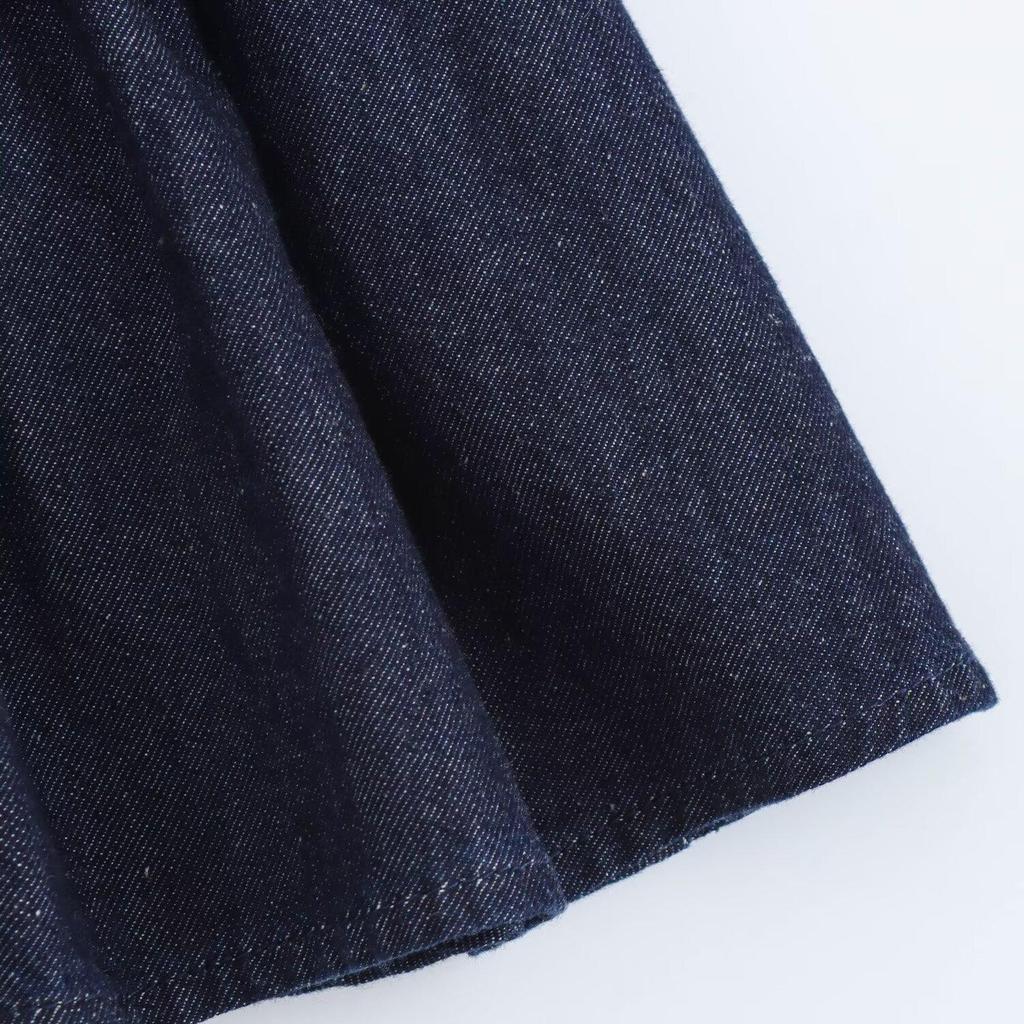 2025 Spring Women's Slim Fit Denim Dress with Layered Decor & Backless Design