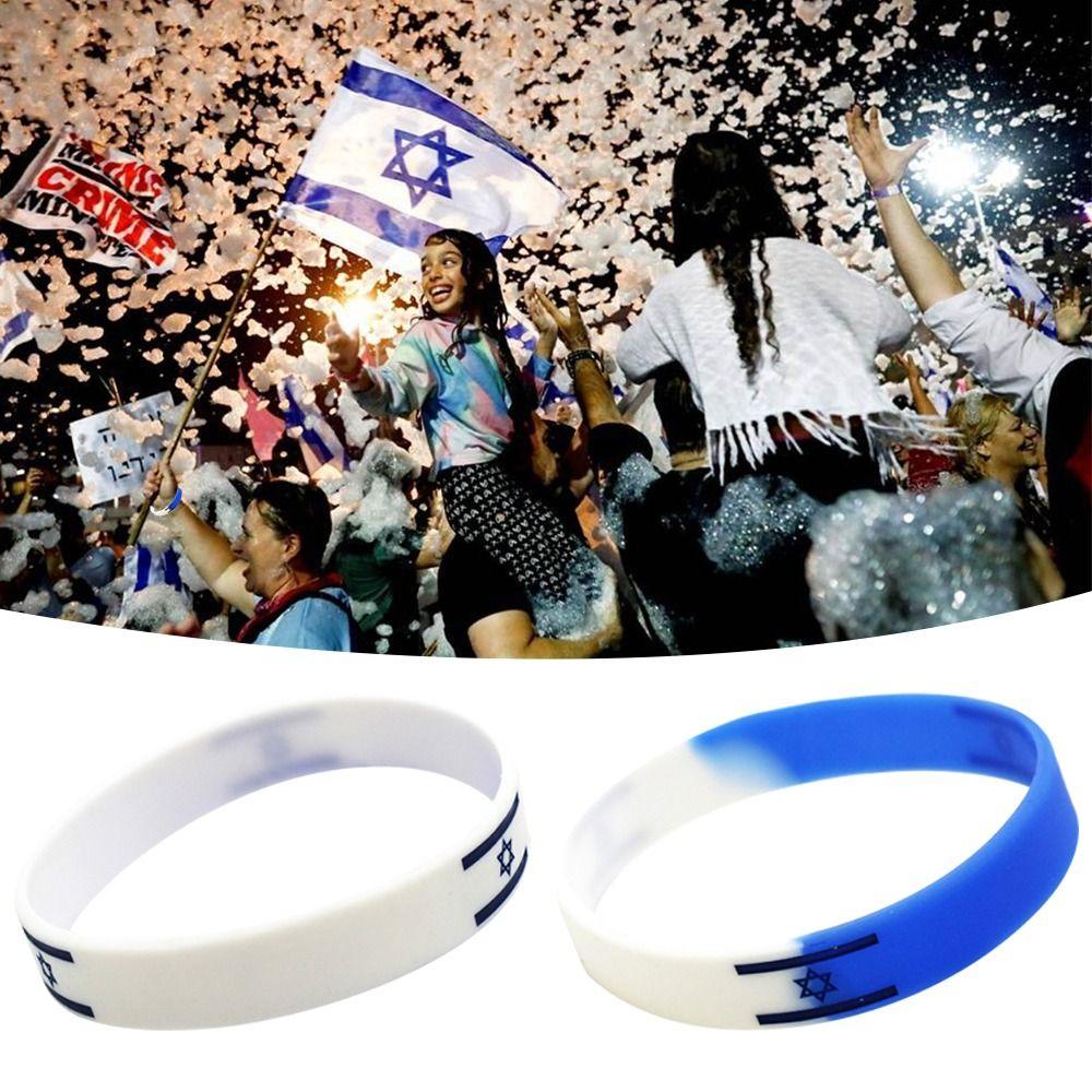 

I Stand with Israel Israel Flag Bracelet Elastic Israelite Wristband Israel Flag Bangle Sports
