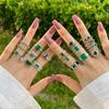 European French S925 Sterling Silver Retro Emerald Women's Ring - Elegant Wedding Banquet Jewelry Design