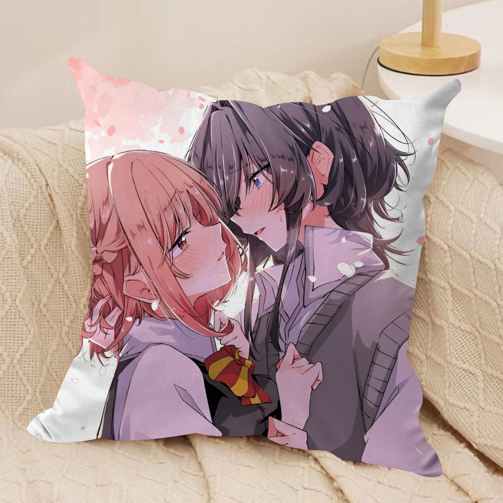 Hikikomari Kyuuketsuki no Monmon Cushion Cover Soft Plush Fabric Double-Sided Printed Sofa Cushion Cover for All Seasons Decor