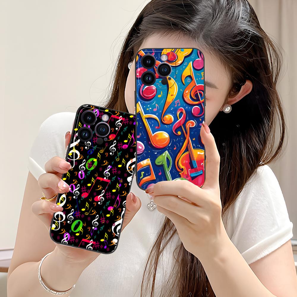 Musical Note Staff Mobile Phone Case for iPhone 17 16 15 14 13 12 11 X XR XS 8 7 Air Pro Max Plus Mini Colorful Cover Luxury