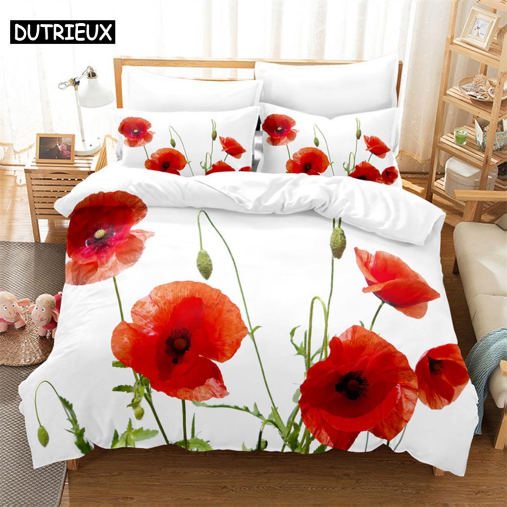 Comforter Red Rose Lovers Queen Bedding Set Girls Bedroom Bed Set Comforter Set King Size Bedding Sets