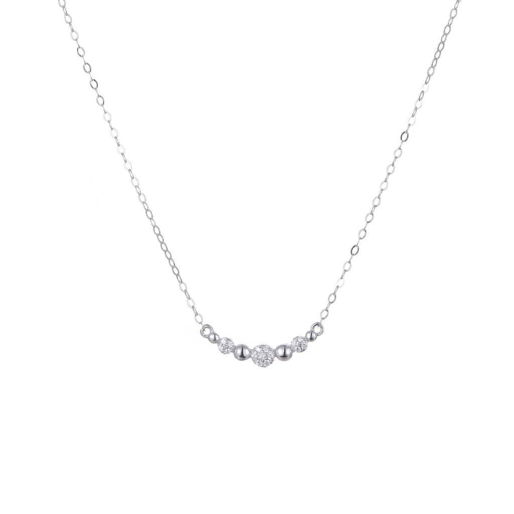 S925 Sterlingsilber Minimalistische Runde Diamant-Blasen-Halskette mit Zirkonia - Vielseitige Schlüsselbein-Kette für Damen