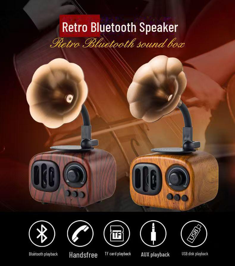 Retro Morning Glory Bluetooth Speaker: Vintage-Style, Portable & Creative Small Speaker