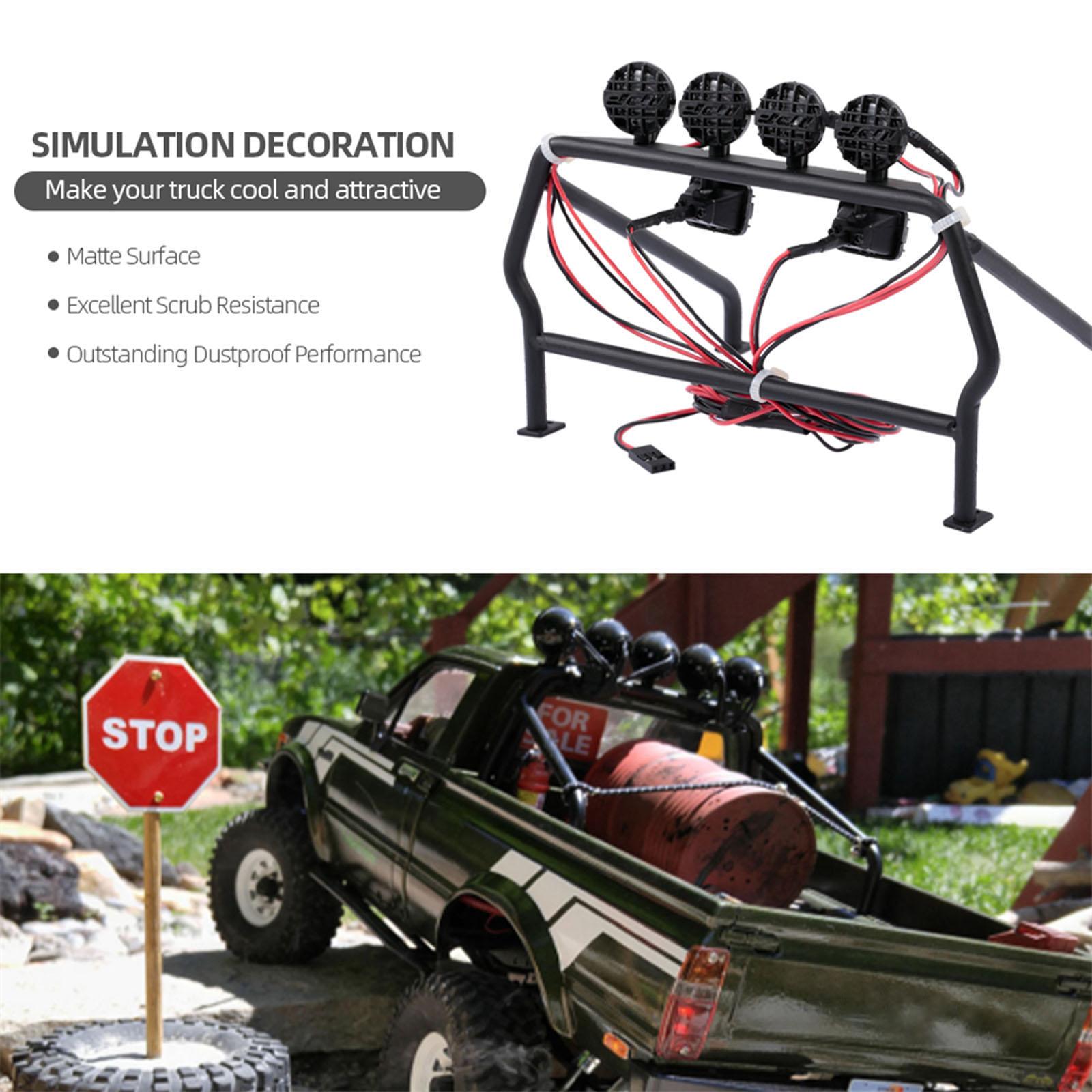 

Рамний кузов шасі RCCar Metal Roll Cage із 6 світлодіодними лампами, підходить для 1/10 SCX10 з дистанційним керуванням вантажівки DIY Crawler Part