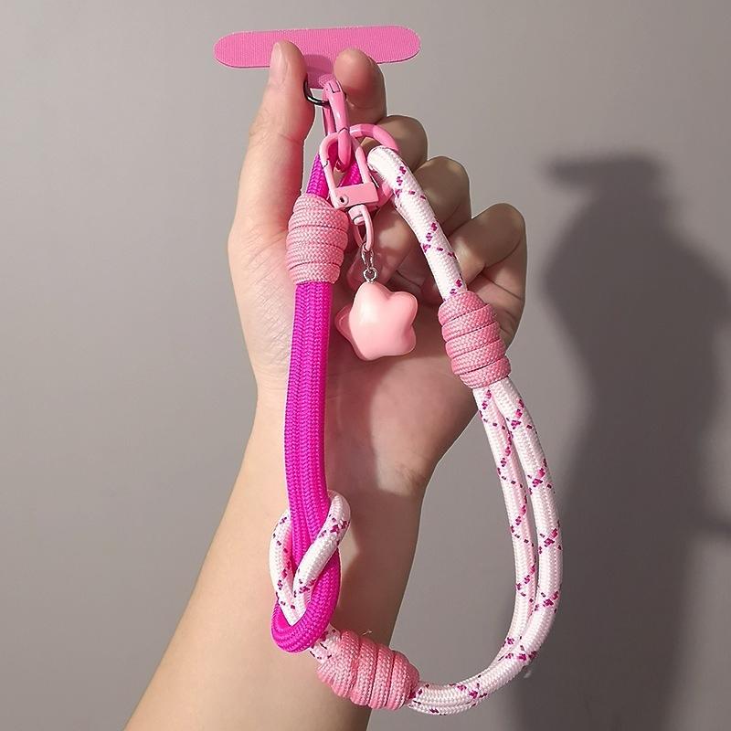 Mehrfarbig Handgewebter Schlüsselanhänger Handy-Lanyard Anti-Verlust Knoten Seilband Schlüsselring Männer Frauen Autoschlüsselhalter Zubehör