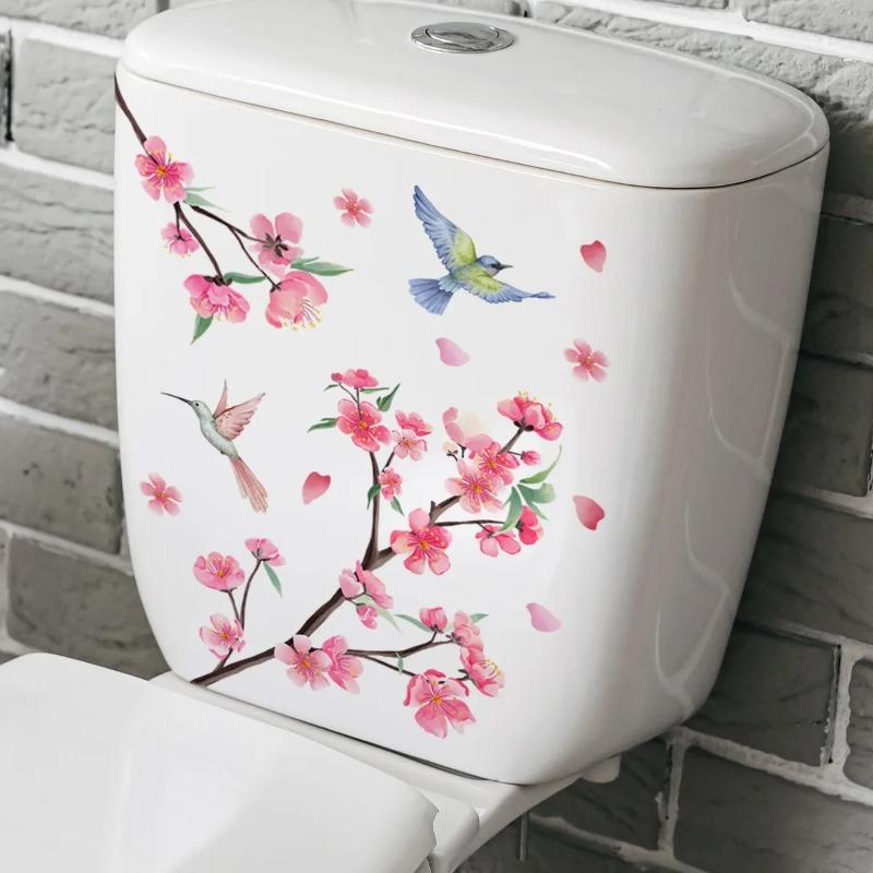 Green Plant Leaves Wall Sticker Bathroom Toilet Sticker WC Self Adhesive Mural Beautify Flower Home Decoration Decals bathroom