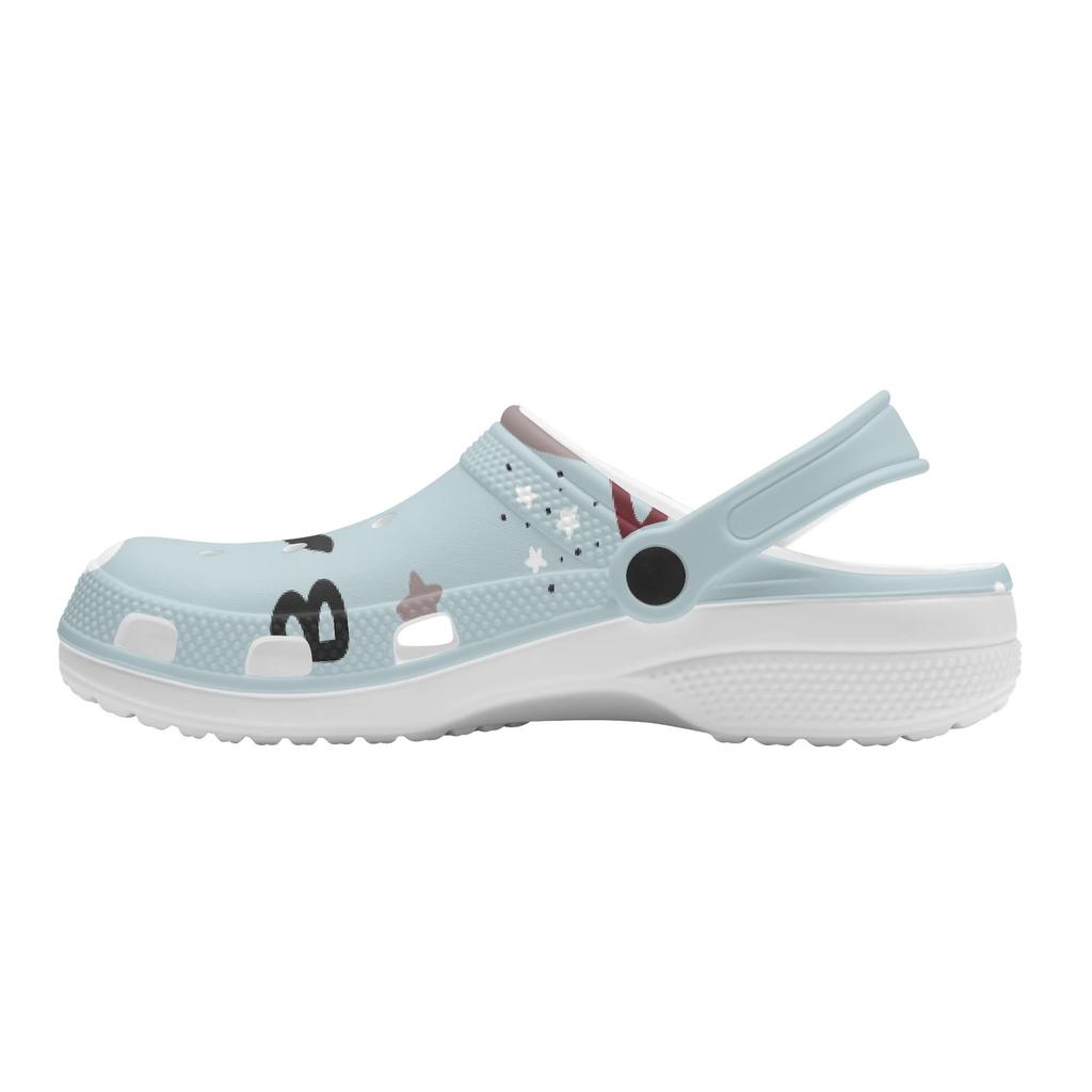 White Printed EVA Clogs for Women Men Breathable Lightweight Slip On Casual Footwear Soft Sole Summer Sandals Daily Walking