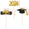 12 Pcs Top Hat Dessert Graduation Season Cake Insert Cakes Wood Paper Cupcake Picks Decor