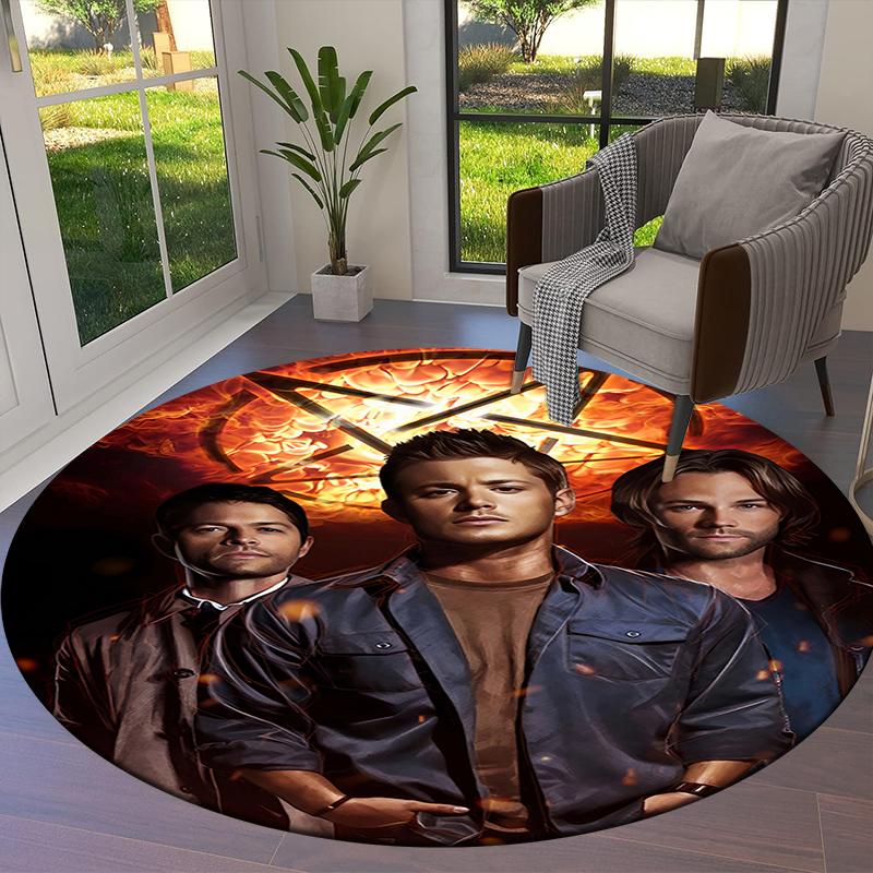 Supernatural Round Area Rug,Carpet Rug for Living Room Bedroom Sofa Playroom Decor,Non-slip Floor Mat