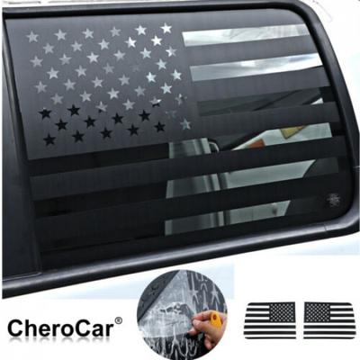 2pcs Black Rear Window Trim Cover Sticker Decal for Ford F150 2009-2014 US Flag
