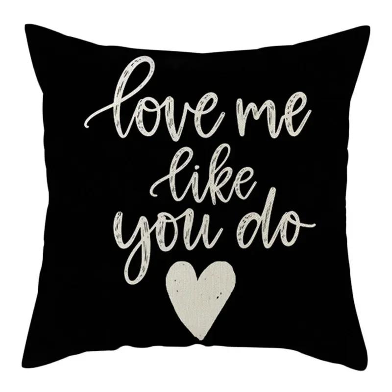 Black, White, Red, Romantic Words Double-Sided Printed Pillow Cover Short Plush Suitable Living Rooms Sofas Throw Cushion Cover