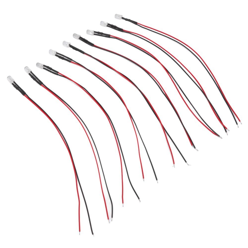 20PCS 5mm Prewired LED Diodes 5‑12V Single LED Bulbs Individual Light Emitting Diodes  DIY Projects