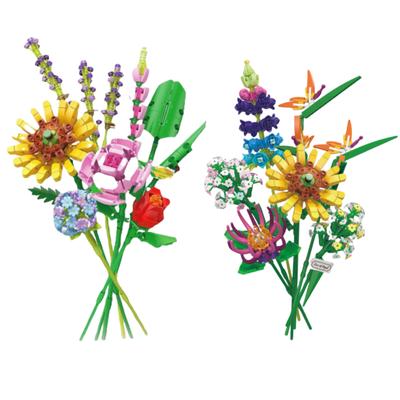 Intricate Flower Garden 3D Building Block Set Vibrant Blossom Design Educational Assembly Toy | Artistic Home Decor No Box