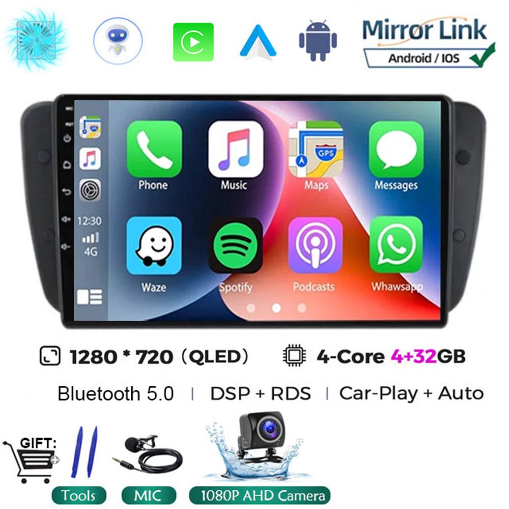 Android 14 Car Radio For Seat Ibiza 6j 2009 - 2012 Multimedia Video Player QLED Touch Screen GPS Navigation Carplay Auto Stereo