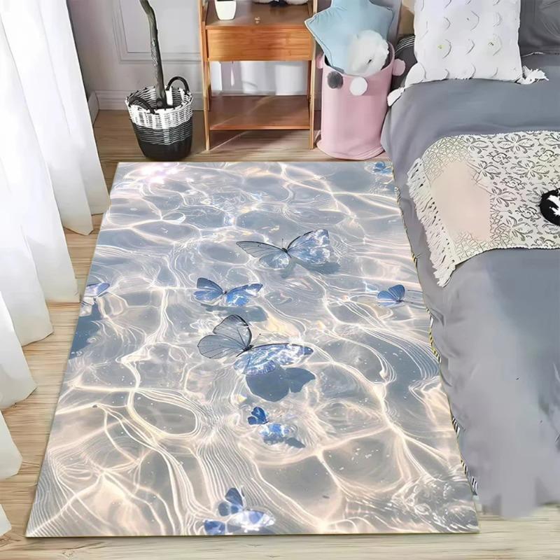 

Carpet Butterfly Diamond Pattern Mat Pink Theme Rug Sparkle Effect Living Room Floor Mat Home Decoration Indoor Use Fashionation 50x80cm
