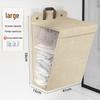 Foldable Cotton Linen Laundry Hamper: Wall-Mounted Multifunctional Organizer for Bathroom, Dorm, and Household Use.