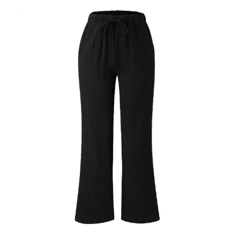 GMXIA Women's Fashion Casual Solid Color Print High Waist Pants & Capris