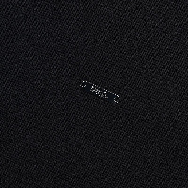 Fila Blue Series Solid Color Versatile Knitted Long Sleeve Polo Shirt Men Tops Black F11M512202F-BK