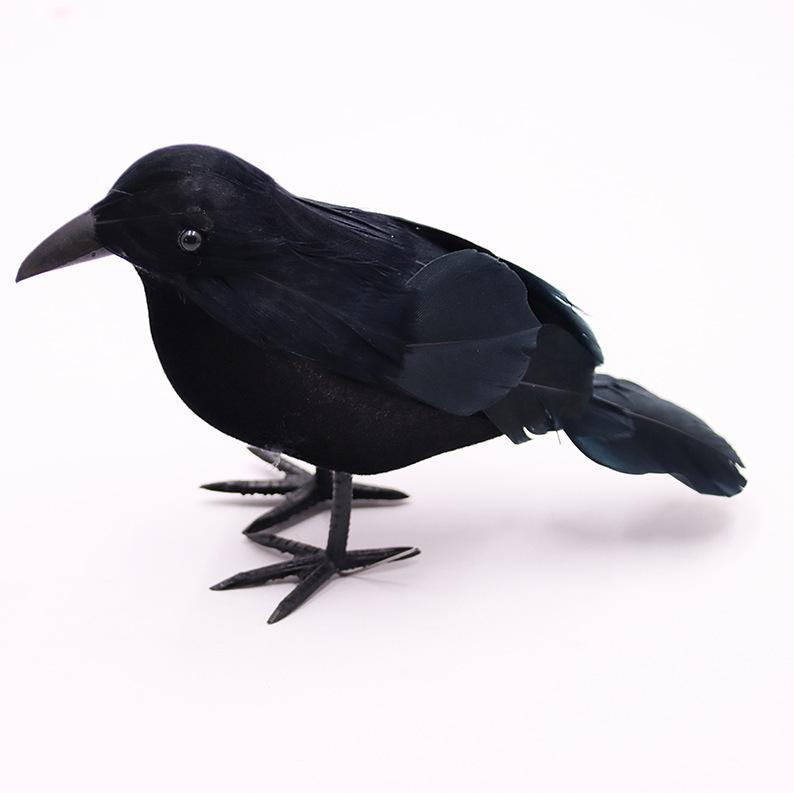 Черное Воронье Перо Хэллоуинское Украшение: Флокированный реквизит для украшения в стиле хоррор 18cm x 9cm x 5cm чёрный
