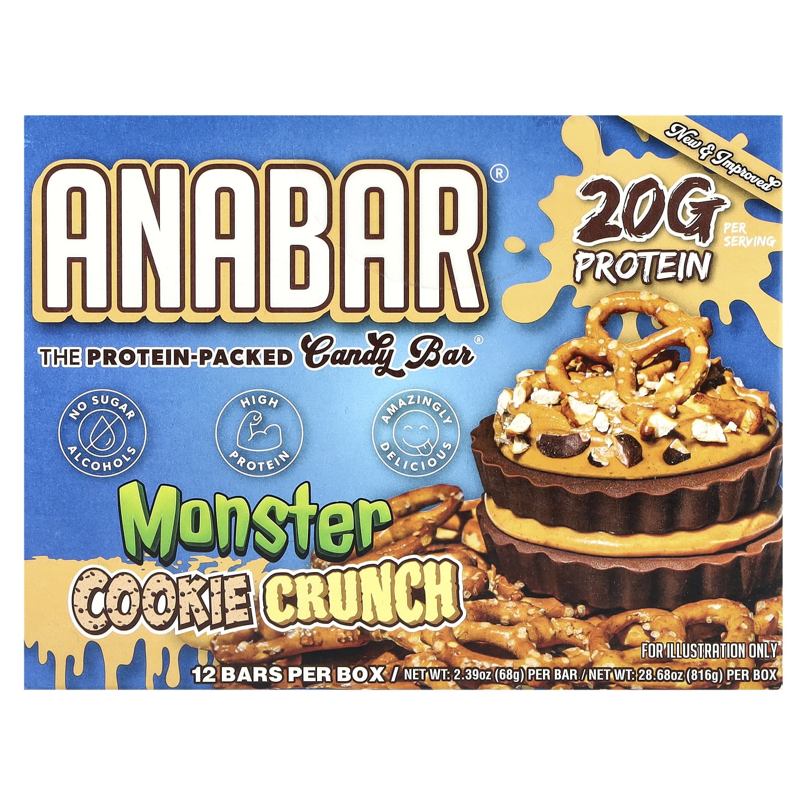 

The Anabar, Protein-Packed Candy Bar®, Monster Cookie Crunch, 12-count, 2.39 oz (68 g) each
