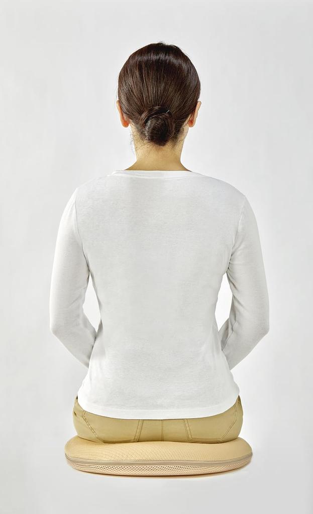 Soft molded round 40R x 6cm high low-resilience cushion, beige, approx.