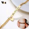 Vnox Individuell Personalisierbares Armband mit Mädchennamen für Babys, Hypoallergene Edelstahlkette Verstellbar, Taufgeschenke für Mädchen Jungen